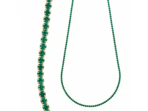 Collar de Plata Dorada con Circonitas Verdes