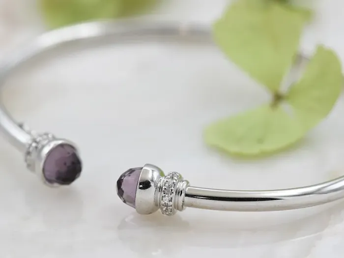 Silver Bracelet with Amethyst