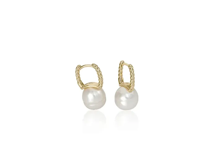 Pendientes de Plata Dorada con Perla
