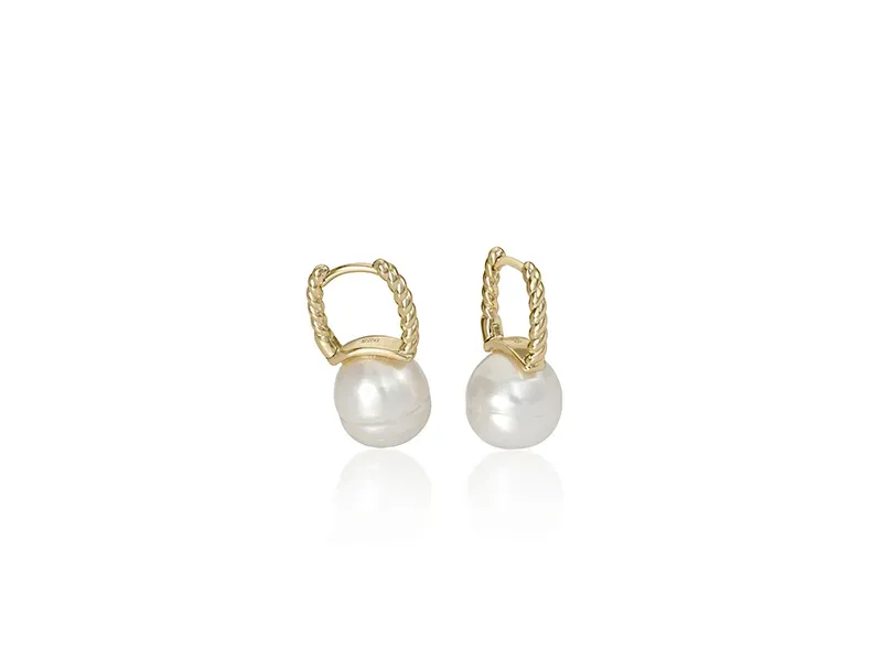 Pendientes de Plata Dorada con Perla