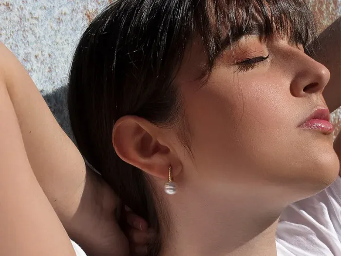 Pendientes de Plata Dorada con Perla