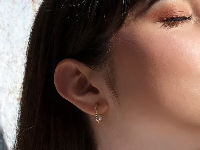 Pendientes de Plata Dorada con Perla