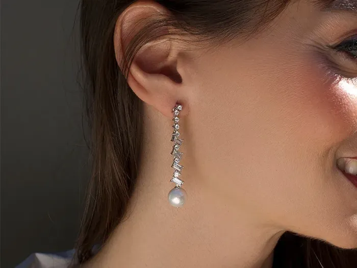 Pendientes de Plata con Circonitas y Perla