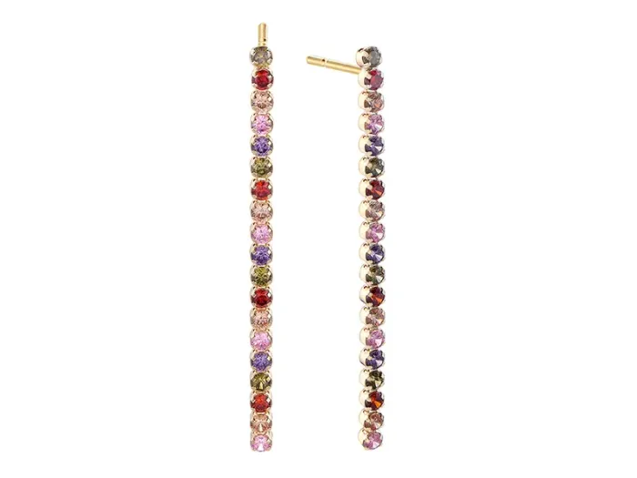 Pendientes de Plata Dorada con Circonitas Multicolor