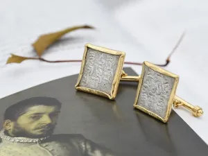 Gold Cufflinks with Hispanic-Arab Coins
