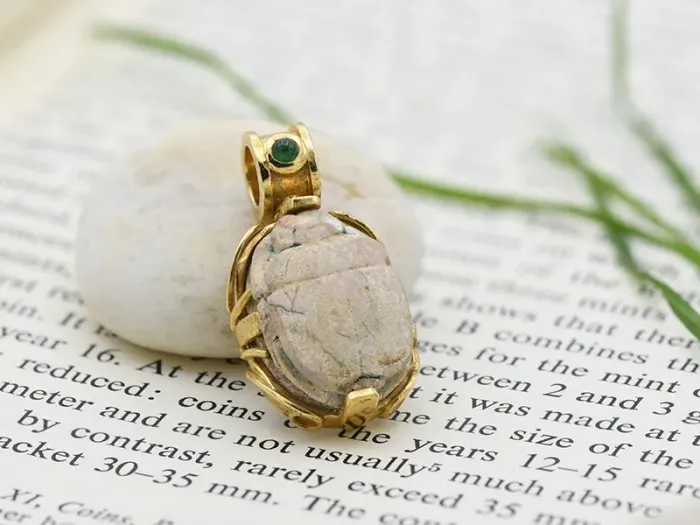 Gold Pendant with Egyptian Scarab
