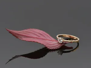 Anillo Solitario de Oro Rosa con Brillante 0,30 qt