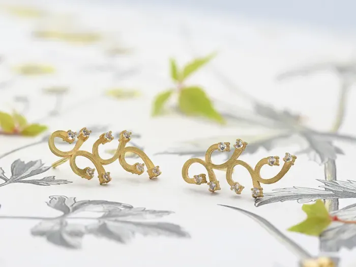 Gold Earrings with Rock Crystal