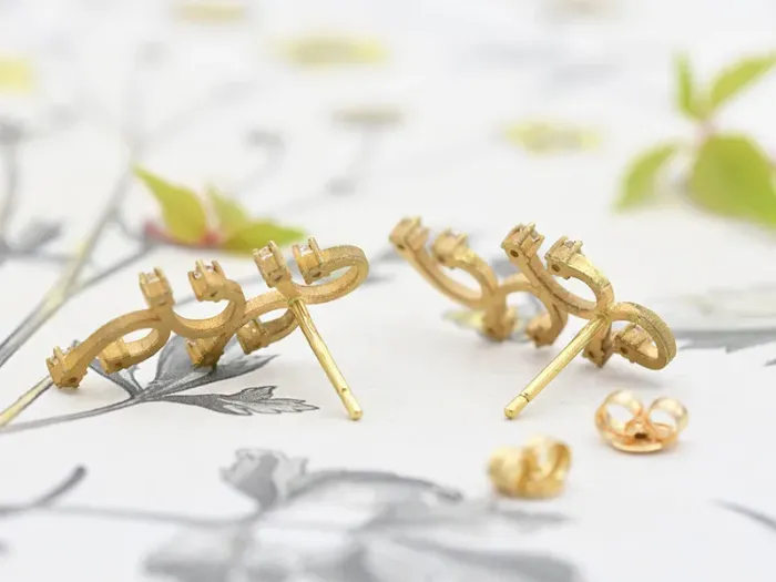 Gold Earrings with Rock Crystal