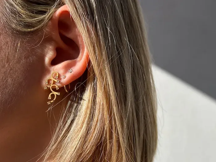 Gold Earrings with Rock Crystal