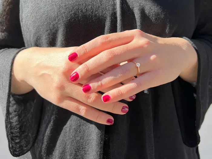 Anel Solitario de Ouro Rosa con Brillante 0,30qt