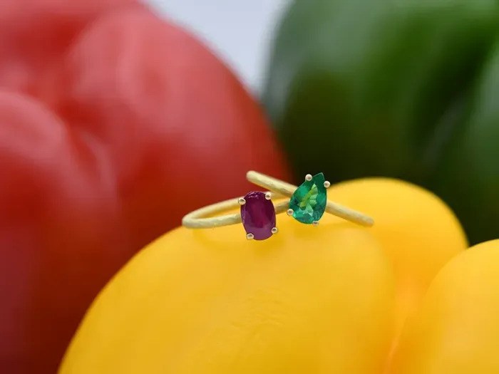 Anillo de Oro Amarillo con Esmeralda 0.58qt