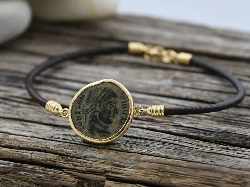 Gold Bracelet with Roman Coin