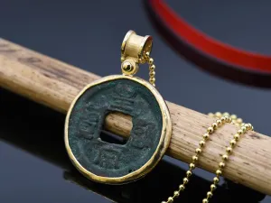 Gold Pendant with Ancient Chinese Coin Gold Pendant with Ancient Chinese Coin