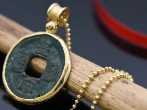 Gold Pendant with Ancient Chinese Coin Gold Pendant with Ancient Chinese Coin