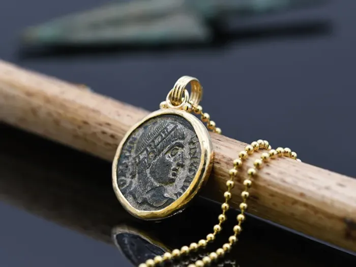 Gold Pendant with Ancient Roman Coin