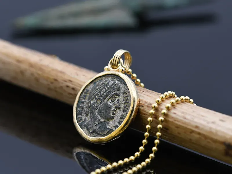 Gold Pendant with Ancient Roman Coin Gold Pendant with Ancient Roman Coin