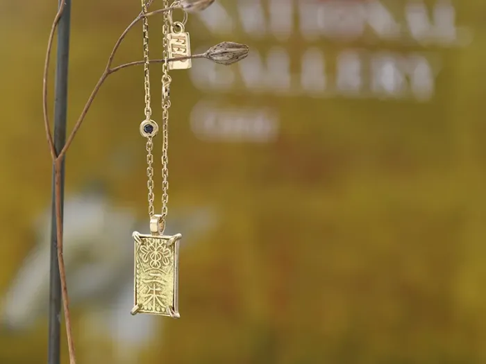 Gold Pendant with Ancient Japanese Coin