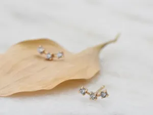 Pendientes Trepadores de Oro Rosa con Circonitas