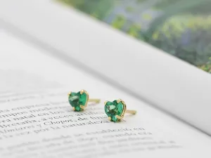 Pendientes Oro con Esmeraldas Talla Corazón