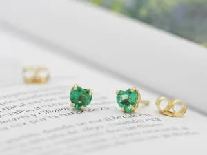 Pendientes Oro con Esmeraldas Talla Corazón