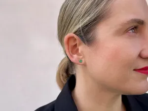 Gold Earrings with Heart-Cut Emeralds
