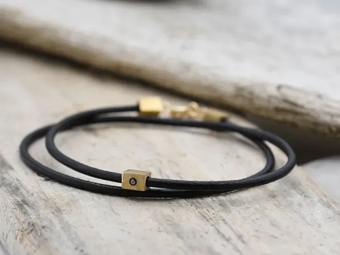 Gold and Leather Bracelet