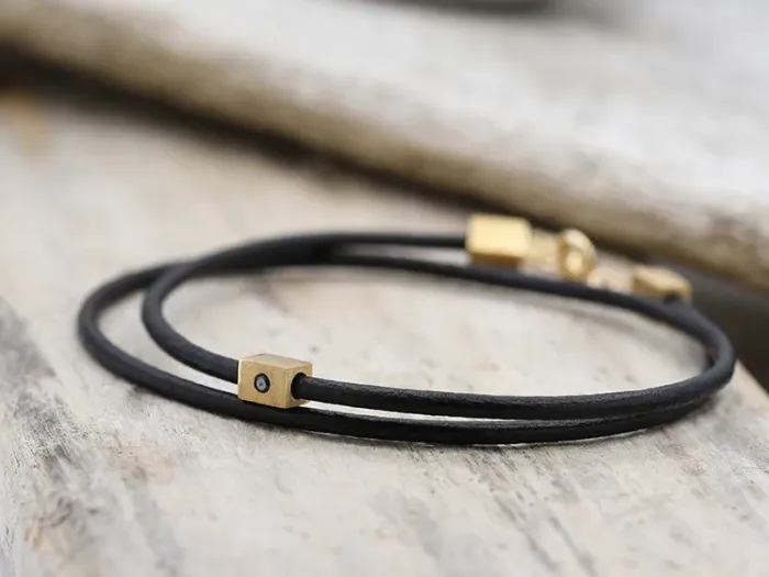 Gold and Leather Bracelet