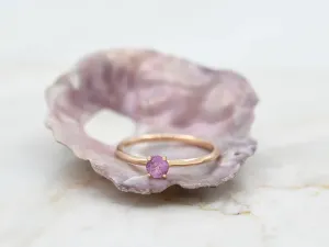 Anel de Ouro Rosa con Zafiro Rosa