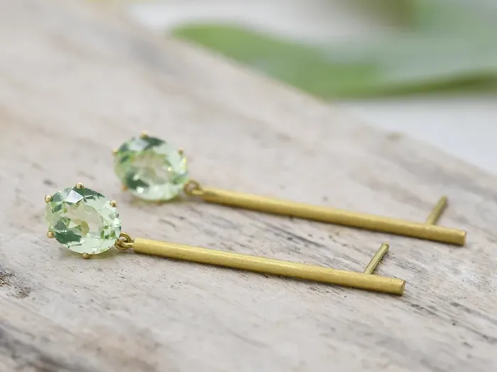 Gold Earrings with Chrysoberyl