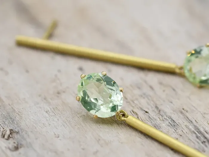 Gold Earrings with Chrysoberyl
