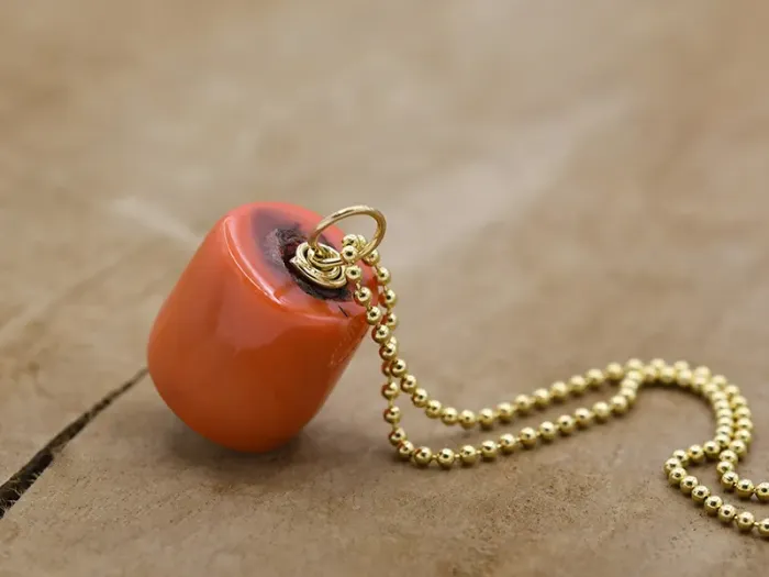 Gold Pendant with Coral