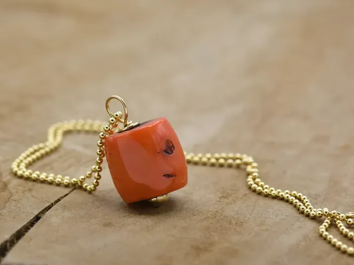 Gold Pendant with Coral