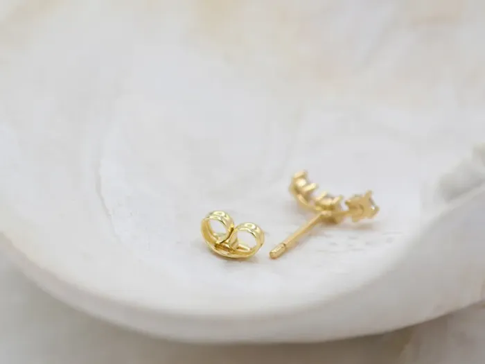 Pendentes Trepadores de Ouro con Circonitas