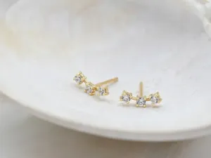 Gold Climbing Earrings with Zirconias