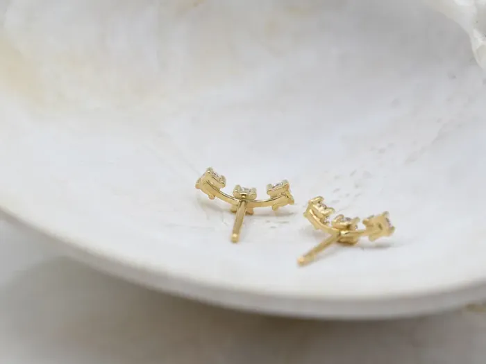 Pendientes Trepadores de Oro Amarillo con Circonitas