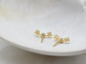 Pendientes Trepadores de Oro Amarillo con Circonitas