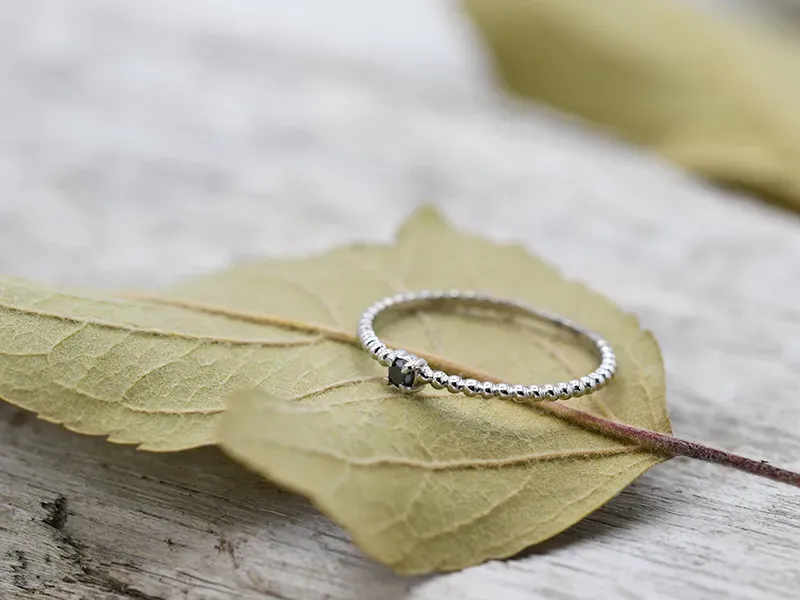 White Gold Ring with Black Diamond