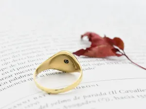 Gold Seal Ring with Black Diamond