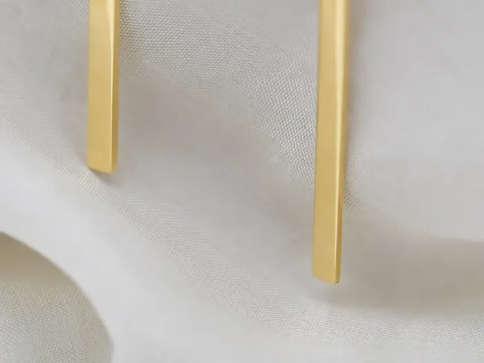 Long Gold Earrings with Onyx