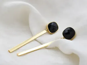 Pendientes Largos de Oro con Ónix