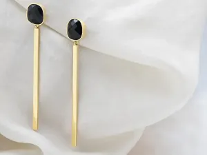 Pendentes Largos de Ouro con Ónix