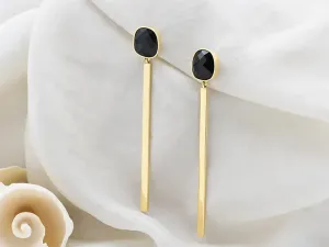 Pendientes Largos de Oro con Ónix