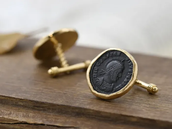 Gemelos de Oro con Monedas Romanas