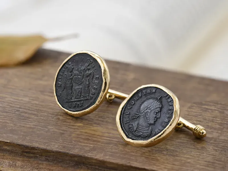 Cufflinks with Ancient Roman Coins