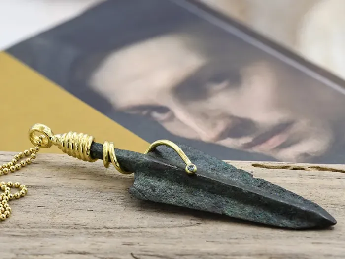 Gold Pendant with Ancient Arrowhead