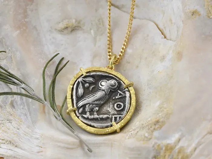 Gold Pendant with Ancient Greek Coin
