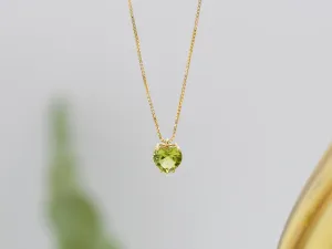 Gold Necklace with Heart-Cut Peridot