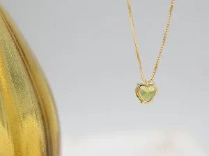 Gold Necklace with Heart-Cut Peridot