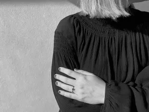 White Gold Engagement Ring with Black Diamond